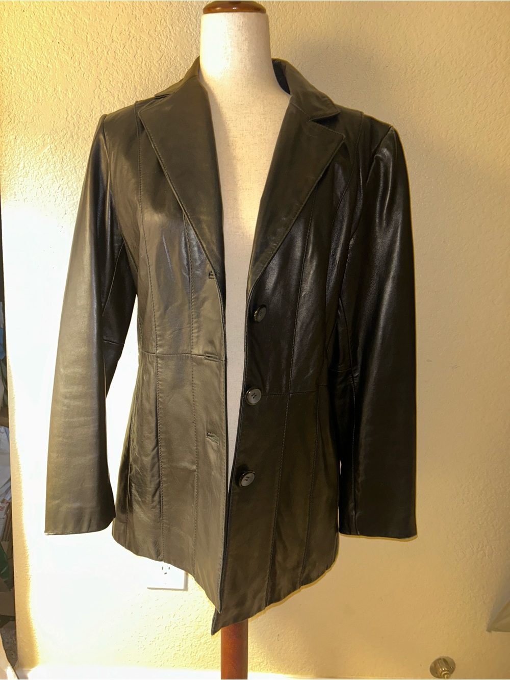 Worthington Black Lambskin Leather Blazer Jacket